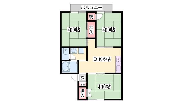 メゾン松本D(3DK/2階)の間取り写真