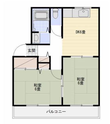 コーポ・クオリティ希望(2DK/2階)の間取り写真