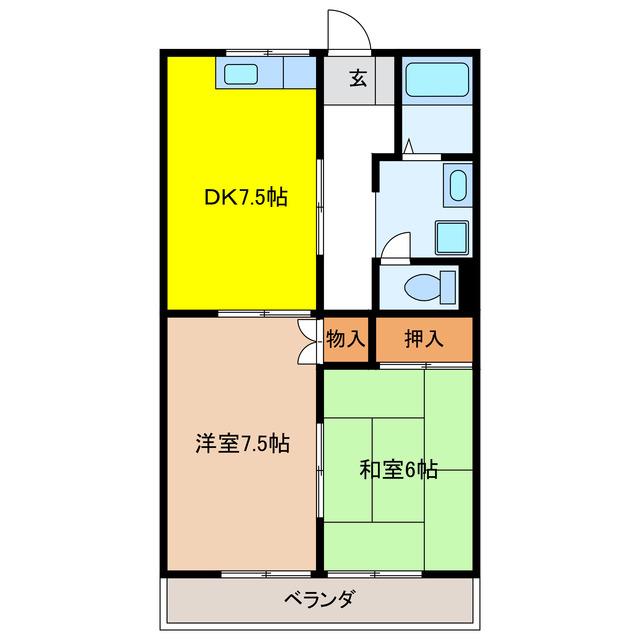 フレックス羽島(2DK/2階)の間取り写真
