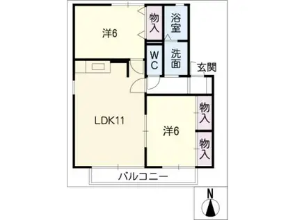 サンエールKATO C棟(2LDK/2階)の間取り写真