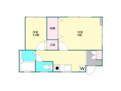 フラット八雲(2K/1階)の間取り写真