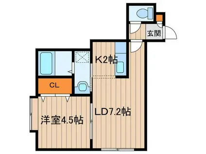 コート月寒(1LDK/3階)の間取り写真
