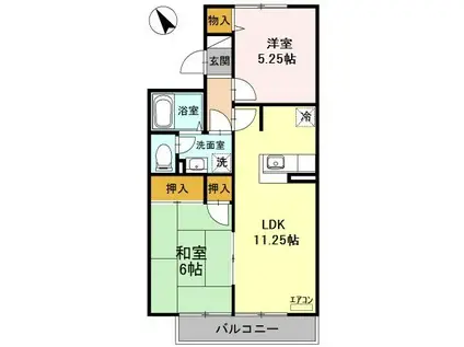 モービルガーデン山田 壱番館(2LDK/2階)の間取り写真