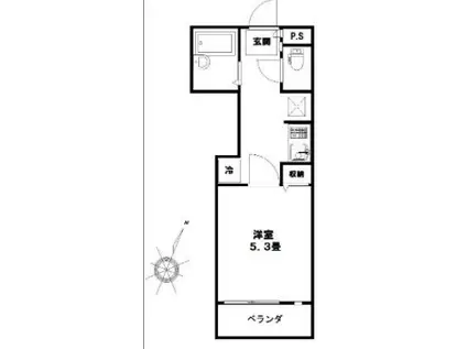 マリオン駒場102(1K/1階)の間取り写真