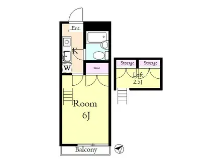 コリーヌ・F(1K/2階)の間取り写真