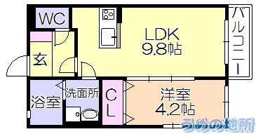 メゾンシュクレ(1LDK/1階)の間取り写真