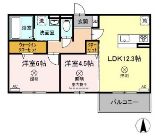 メセタ B棟(2LDK/3階)の間取り写真