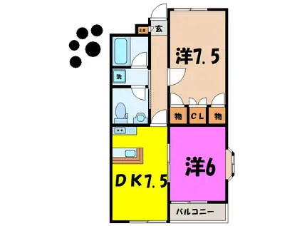 ドルフィン鼻高(2DK/1階)の間取り写真