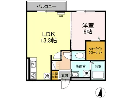 ツインテラスX(1LDK/3階)の間取り写真