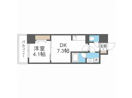 RISING MAISON 本町橋(1LDK/2階)の間取り写真