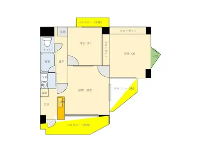 アーバニティー春日原(2LDK/3階)の間取り写真
