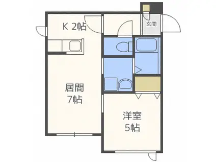 ラージヒル菊水(1LDK/1階)の間取り写真