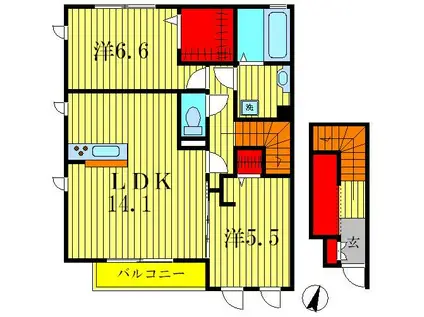 フェリエIII(2LDK/2階)の間取り写真