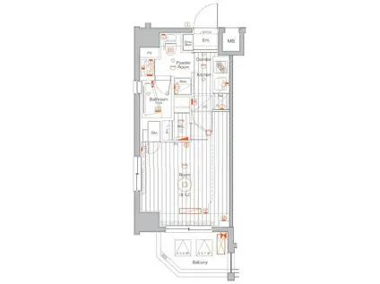 メイクスデザイン住吉アジールコート(1K/6階)の間取り写真