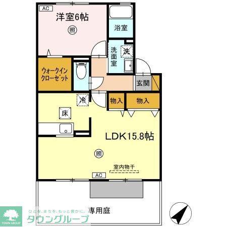 バニュルスI(1LDK/1階)の間取り写真