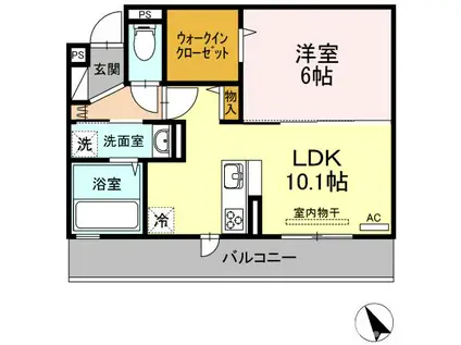 ヴァンヴェール(1LDK/2階)の間取り写真