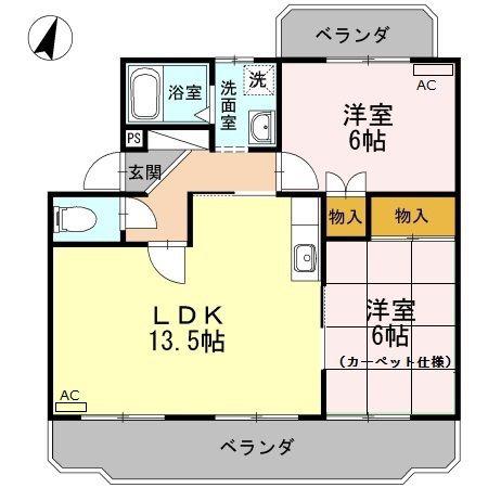 グレースリヴラン(2LDK/3階)の間取り写真