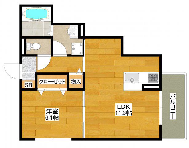 ASOK(1LDK/3階)の間取り写真