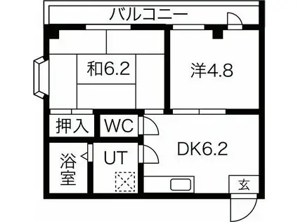 レジスコート今津中(2DK/3階)の間取り写真