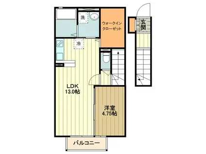 アネックス大坂上C(1LDK/1階)の間取り写真