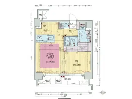 プレサンス難波フィネスト(1LDK/11階)の間取り写真