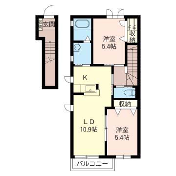 クールプレーヌA(2LDK/2階)の間取り写真