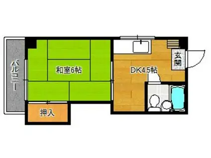 野間ローズパレス(1DK/4階)の間取り写真