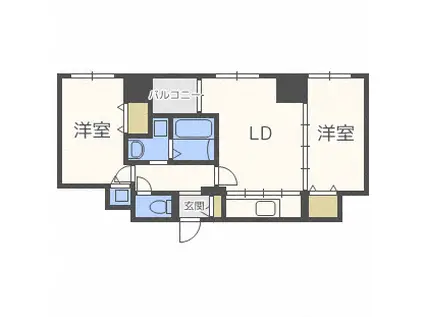 レジデンスセゾン(2LDK/11階)の間取り写真