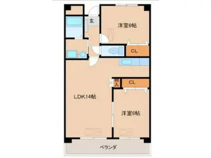 ルネス津福(2LDK/6階)の間取り写真