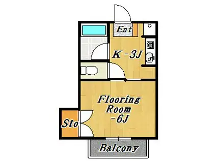 テラスENJU(1K/2階)の間取り写真