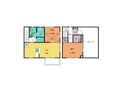 ネオスティゆう2ND(2LDK/2階)の間取り写真