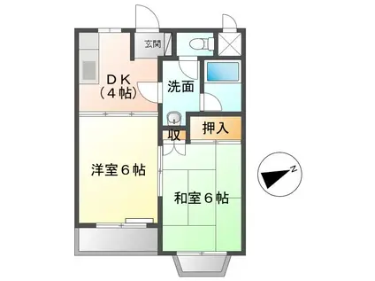 アスランII(2DK/2階)の間取り写真