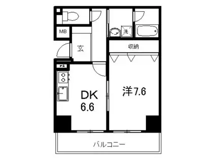 アスターハウス新本町(1DK/5階)の間取り写真