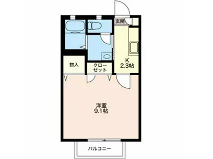 ハウスこだま(1K/2階)の間取り写真