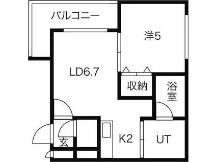 カハラコートセカンド(1LDK/4階)の間取り写真