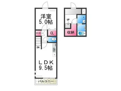 カーサブルピノ(1LDK/2階)の間取り写真
