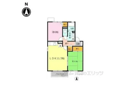 セジュールS C棟(2LDK/2階)の間取り写真