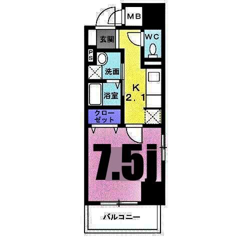 ライムテラス(1K/4階)の間取り写真