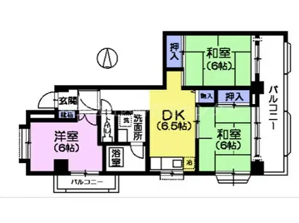 ペルリーノ武蔵関E棟(3DK/2階)の間取り写真