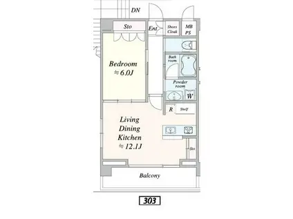 TIMELESS麻布十番(1LDK/3階)の間取り写真