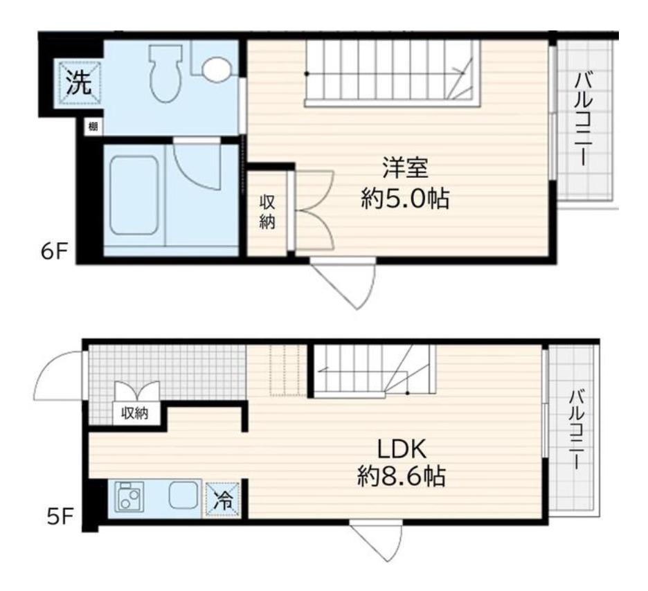 フレア若松河田(1LDK/5階)の間取り写真