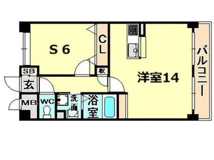 フェリーチェ塚口(ワンルーム/5階)の間取り写真