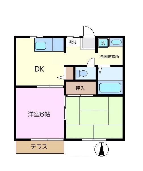 ルームM(2DK/1階)の間取り写真