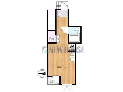 グリーンハウス赤城下(ワンルーム/1階)の間取り写真