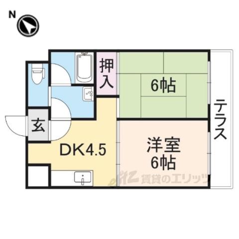コーポ藤村(2DK/1階)の間取り写真
