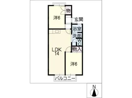 ノスタルジック岩崎台A棟(2LDK/1階)の間取り写真