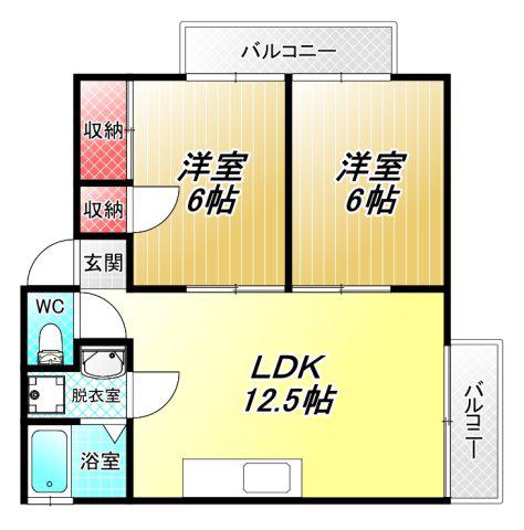 サニーハイツ(2LDK/2階)の間取り写真