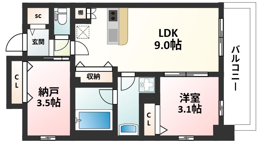 スプランディッド新大阪VIII(1SLDK/2階)の間取り写真