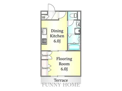 ティアラ長原(1DK/1階)の間取り写真
