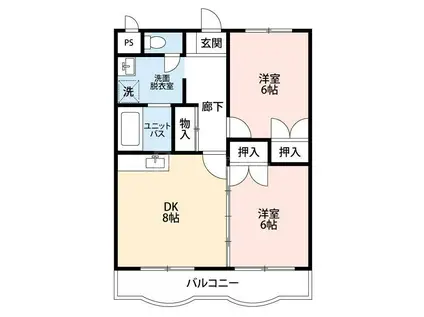 メマリス・イーチ(2DK/1階)の間取り写真
